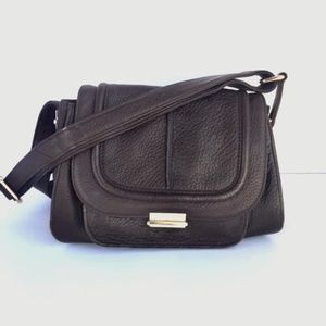 Halogen brown leather crossbody bag